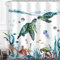 Rideau de Douche 180 x 180 cm Tortue de Mer Bleu Océan Rideau de Bain Durable Lavable Imperméable Tissu Polyester Accessoires de Baignoire avec 12 Crochets pour Salle de Bain