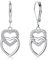 LOLIAS 925 Sterling Silber Herz Ohrhänger Ohrringe für Damen Mädchen Silber Creolen Mehrfarbige Zirkonia Baumeln Ohrringe Hypoallergene Doppelherz Huggie Creolen Ohrringe