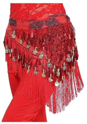 NOBRIM Bauchtanz Rock Bauchtanz Kleidung Accessoires Fransen Hüfttuch Quaste Wrap Mesh Base Damen Bauchtanz Gürtel Rave Kostüm