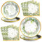 SCIONE 96PCS Sage Green Party Plates Tableware Supplies for 24 Guests, Paper Plates Napkins Set Birthday Party Supplies Tea, Birthday Gifts,Cocktail Party Decoration