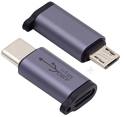 NFHK 2pcs/lot USB2.0 8P Female to Micro USB Type-C USB-C Male Power Adapter 480Mbps Data with Chain Holes