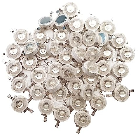 Vrabocry 50pcs High Power LED Chip an Bord 3W Grün 520nm (400mA-700mA und DC 3V-3.4V Anschluss 3 Watt) Super helle Intensität SMD COB Licht Emitter Komponenten Diode 3 W Lampe Perlen DIY Beleuchtung