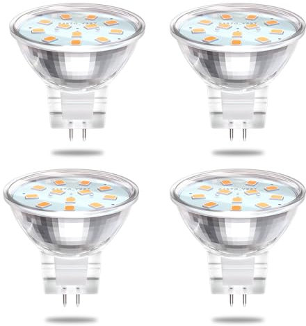 Bonlux GU4 LED Warmweiss Spot Light MR11 LED Glühbirnen Nicht Dimmbar, GU4 LED 12V 2W Ersetzt 20W Halogenlampen Reflektor, LED Lampen 3000K 540LM AC/DC 12V, GU4.0-Sockel, 4 Stück