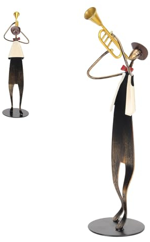 Fyearfly Skulptur Musiker, Metall Trompetenspieler Figur, Moderne Abstrakte Handgefertigte Trompetenspieler Ornament für Wohnzimmer, Tisch, Regal, Schreibtisch, Büro