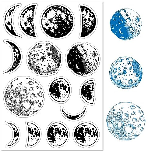 craspire Vintage Mondphase Klarer Gummistempel Retro Lunar Transparente Silikonsiegel Stempel Für Journaling, Kartenherstellung, DIY, Scrapbooking, Handgefertigtes Fotoalbum, Notizbuch, Dekor