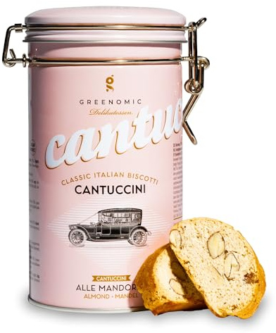 Greenomic - italienische Cantuccini - 180g - ideal als Geschenk - original italienisches Mandelgebäck - verpackt in einer charmanten Geschenkdose - italienisch-sizilianisches-Gebäck
