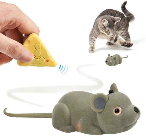 Jouet de Raton pour Chats, Jouet de Rata Automatique avec Commande à Distance, Raton Juguete de Chat Interactif pour Chats, Raton de Peluche Activé par Mouvement avec Câble USB