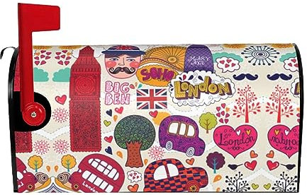 School Newspaper in English Mailbox Covers Magnetic 21x18 Inch Mailbox Wrap Post Letter Box Cover for Garden Yard Decor