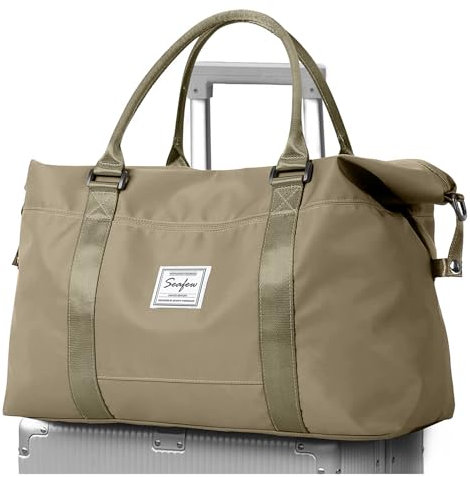 Reisetasche Damen Sporttasche 45x36x20 Easyjet Handgepäck Tasche Weekender Bag Schwimmtasche Wasserdicht Travel Duffle Bag Fitnesstasche Trainingstasche für Reise Gym,A06-Khaki