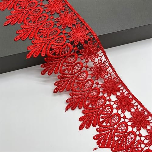 15 Yard Spitzenband, 8cm Breite Spitze mit Blumenmuster Spitze Band DIY Spitzenbordüre Zierband für Handwerk Dessous Hochzeitskleid Geschenkverpackung Dekorieren, Nahen Weihnachten -Rot