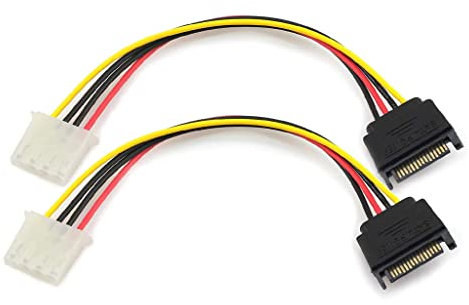 Ranuw To IDE Power Cable 15 Pin Male To Molex IDE 4 Pin Female Adapter Extension Hard Drive Power Supply Cable Extension Cable Male To Female For Computer