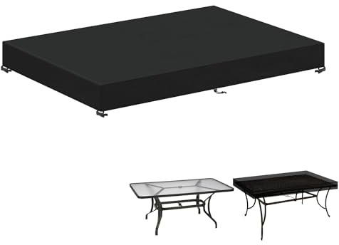 LAMUNI Gartentisch Abdeckung für Tischplatte Gartenmöbel Abdeckung Wasserdicht Schutzhülle für Tischplatte Abdeckplane Gartentischhülle, Tischdecke für Garten, Balkon, Camping, 160x90x15cm