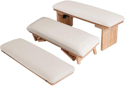 Faltbar Maniküre Handauflage mit 3 Einstellbare Höhen Mikrofaser Leder Nagel Armauflage Kissen mit weichem High-Density Schwamm Nägel Handkissen für Nageldesign Nagelpflege(Weiß)