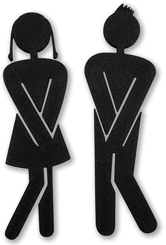 WC Türschild Toilette Mann Frau, Toilettenschild, Gästetoilette, Kloschild, Türdeko, selbstklebend, Badezimmer, 12cm hoch, 4mm dick, Hinweisschild