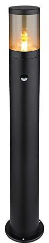 Außenstehlampe Gartenlampe Wegeleuchte mit Bewegungsmelder Garten Standleuchte Stehlampe Bewegungsmelder, Edelstahl schwarz rauch, 1x E27 Filament LED, DxH 14x80 cm
