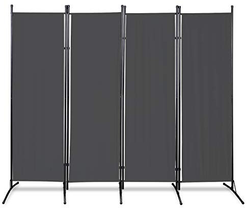 Herrselsam Paravent, Raumteiler klappbar freistehend Sichtschutz, Trennwand 200 x 170 cm, Raumtrenner Umkleide Sichtschutz Stellwand für innen Outdoor Garten Balkon Terrasse, Anthrazit