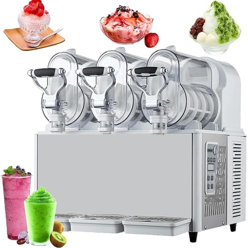 Máquina De Granizados Comercial (3l/6l/9l) + Agitador De 360 Grados, Máquina Para Hacer Helados (-7 ℃ a -2 ℃), Acero Inoxidable + Pc De Grado Alimenticio, Para Restaurantes,Silver-3head