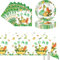 POPOYU 37Pcs Dinosaur Tableware Set - Plates, Napkins, Table Cloth & Decorations for Kids' Dinosaur-Themed Party