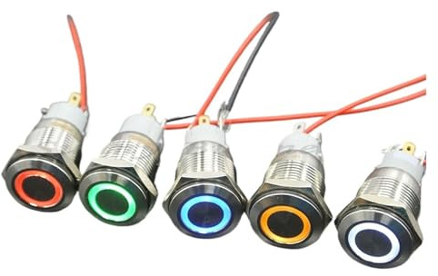 Stainless steel Blue green red yellow Led 12V 16mm 24V 110V 220V Metal Push Button Latching Switch(Gold,110V)