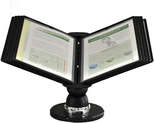 Desktop-Referenz-Organizer – Katalog-Präsentationsständer, 10 doppelseitige Präsentationstaschen, Desktop-Referenz- und Anzeigesystem, Dokumenten-Organizer mit einer Kapazität von 20 Blatt, PVC und Me