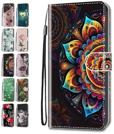Handyhülle für Huawei P20 Lite Hülle Muster Lederhülle Klapphülle Tasche Flip Case Cover Schutzhülle mit Kartenfach Handytasche - Mandala