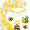 Gänseblümchen Geburtstag Deko Luftballons für Mädchen - Blumen Geburtstagsdeko Happy Birthday Girlande Bienen Ballons, Gelb Weiß Party Dekoration für Babyparty und Kindergeburtstag