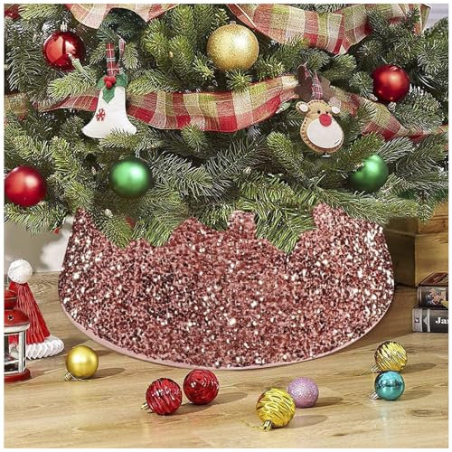 DXDRT Rosa Glitter Sequins Weihnachtsbaum Kragen,77 cm Weihnachtsbaumständer Abdeckung,Runder Abdeckung für Christbaumständer,Weihnachten Baum Basis Abdeckung für Zuhause Party Dekoration