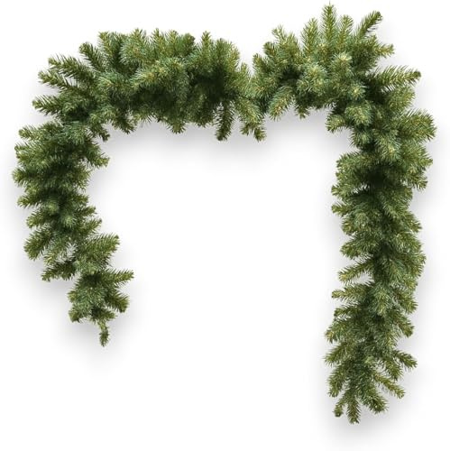 Festone Natalizio Lusso da 270 cm, in PVC, Molto Folto e Realistico Larghezza 40 cm | Boa Natalizio Verde, Decorazione di Natale per Porta, Scala, Camino, Tavolo, Base per Ghirlanda