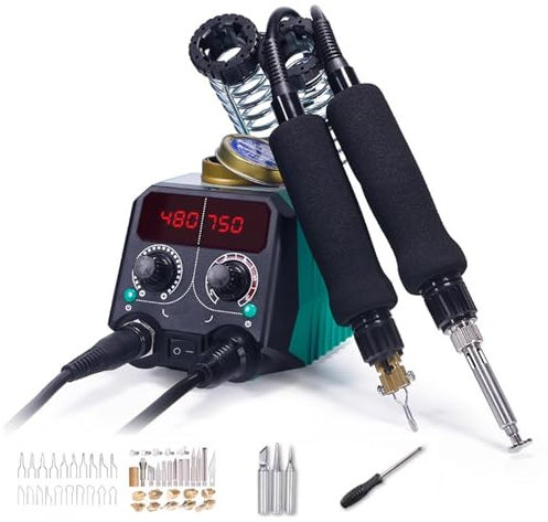Vituord Kit Penna per Pirografia a Legno, Strumento Pirografia a Doppia Penna, 2 in 1 Punta Solida 200~480°C/Punta a Filo 250~750°C, con 20 Punte, 28 Punte Solide, Ferro da Marchiatura per Legno