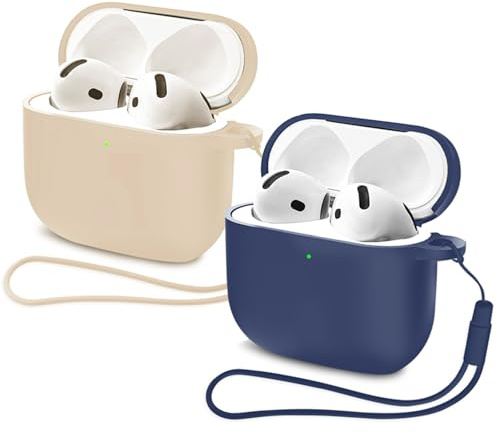 2PCS Mocarheri Custodia in Silicone Compatibile con AirPods 4 2024 con Kit di Pulizia, Premium Silicone per Airpods 4 Custodia Cover Custodia protettiva in silicone antiurto, Starlight+blu scuro