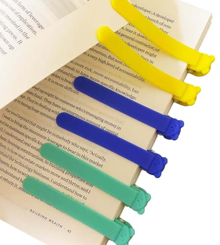 SHUOHONG 6 Stück Intelligente Silikon Bookmark Klemme, Lesezeichen Kinder, Automatisches Lesezeichen zur Seitenmarkierung in Büchern, Buchseitenhalter für Lehrer, Studenten, Buchliebhaber
