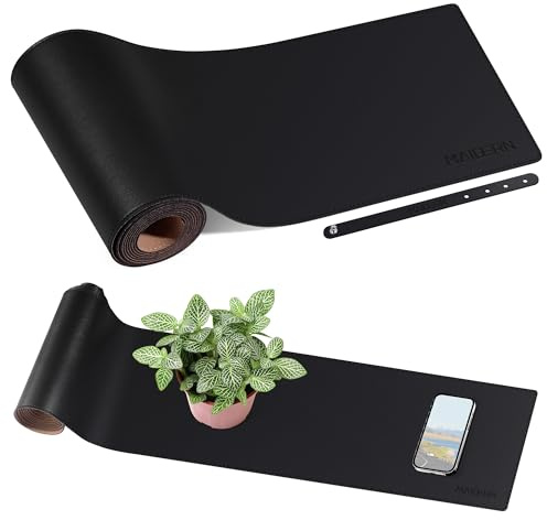 MAIDERN Kork-Leder Konsolentisch Abdeckung, Reversible Sofa Tischabdeckung, Konsole Tischmatte, Sofa Tisch Pat Geeignet für Home Console Decor(200 x 20cm,Schwarz) 