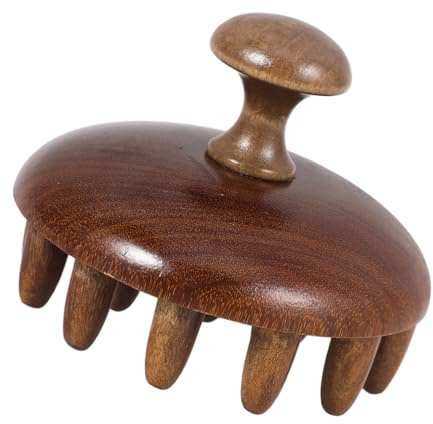 Kopfhautmassagekamm für Shampooing, Massieren, Damen und Herren | Braun, Ergonomische Form, Angenehmer Griff, Sanft zu Haar und Kopfhaut, Breitzinkig, Tragbar