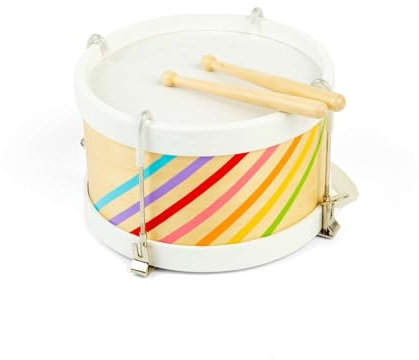 Bigjigs Toys Drum - 3pcs Holz Regenbogen Schlagzeug für Kleinkinder & Kinder Musikspielzeug Drums Schlaginstrumente & Zubehör Kleinkind & Kinder Geschenke ab 3 Jahren