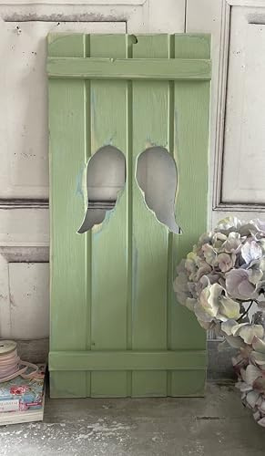 windschief-living Zauberhafte Landhaus Fensterladen Engel mit Engelsflügeln, lindgrün,Shabby chic