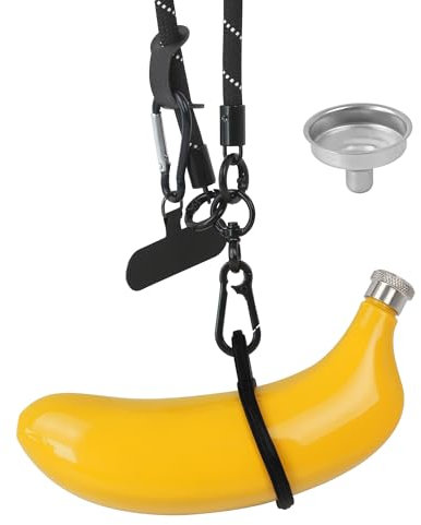 Zssxysm Banana Pocket Flask Set, Alcohol for Liquors with Shoulder Strap and AImbuto, Portable 5oz Stainless Steel Personalized Bottle for Camping Trekking Travel Picnic Bar