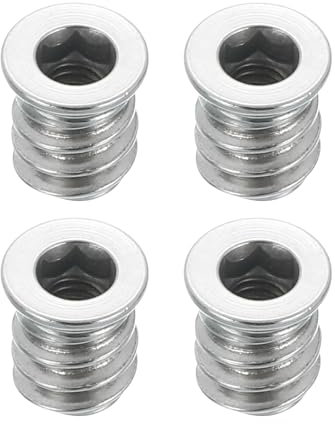 sourcing map Lot de 4 écrous filetés M4 x 10 mm pour bois – Vis en acier inoxydable 304 pour meubles – Écrous de fixation pour bois