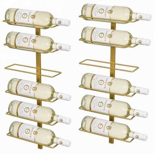 B4Life Wall Mounted Wine Rack, 12-Bottle Wall Wine Rack-Antique Gold | Wall wine rack storage display for home bar, kitchen, dining room and cellar, space-saving wall wine rack for wine lovers