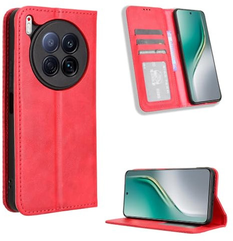 Tecno Camon 40 Premier 5G Coque [Étui Portefeuille] [Fonction Support] [Slots pour Cartes] [Couverture à Rabat Magnétique] Compatible avec Le Smartphone Tecno Camon 40 Premier 5G(Rouge)