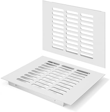 Grille D’aération en Aluminium à Encastrer, Grille de Ventilation 200 x 150 mm Angulaire Extérieure Grille Aeration Reglable pour la Ventilation des Placards et des Chambres (2 Pièces/Argent)