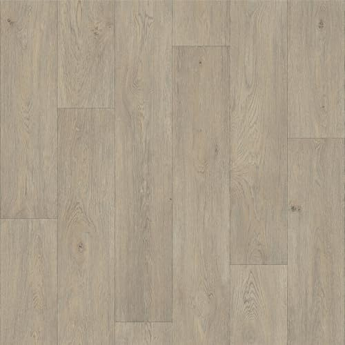 Vinyl Flooring Modern Wood Oak Plank Effect Foam Backed Vinyl Flooring Roll | Non-Slip Easy Clean Waterproof Lino Vinyl Floor | Living Dining Room, Lounge, Hallway Flooring (Soft Oak, 4m x 5m)