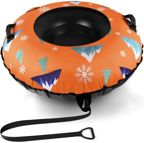 BROTOU Snow Tube, Luge Rodel Pneus Luge Neige Pneus de Luge 122cm/30.5 Pouces avec 2 Patchs de Réparation, Poignées et Housse en Toile Luges Gonflables pour Sports d'Hiver en Plein Air