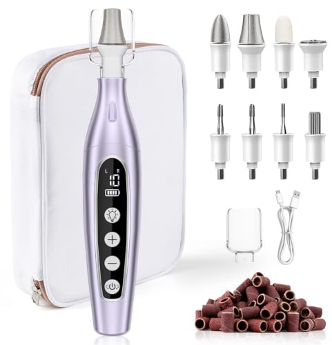 AOMEES Manicure Pedicure Kit, Cordless Electric Nail File Drill Set with 8 Drill Bits & 50 Sanding Bands,10 Speeds Nail Grinder for Seniors Thick Nail/Toenail, Callus Remover for Women Men-Purple