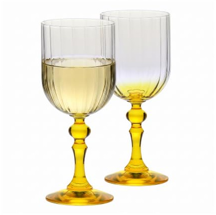 Krosno Weingläser 2er Set, 300 ml, Gelb, Bubble Celebration Moments | Gläser Set, Bleifreies Kristall Weinglas für Roséwein, Schorlen, Aperitifs und stilvolle Genussmomente, Spülmaschinenfest