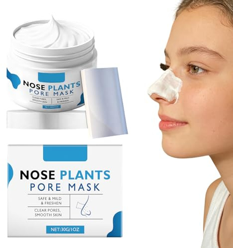 Mitesserentferner Maske, 30g Blackhead Remover Mask, Enthält 60 Nasenstreifen, Poren Reinigen, Entfernt Mitesser Effektiv, für Alle Hauttypen, Geeignet für Stirn, Nase, Kinn und Wangen