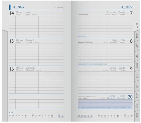 BRUNNEN Kalender BRUNNEN Wochen-Ersatzkalendarium Mod. 756 2027 | 87×153 mm, Karton, weiß | 8,7×15,3 cm, Karton, weiß