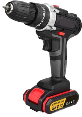 88VF Cordless Impact Drill Electric Screwdriver Hammer Mini Wireless Hand Lithium-Ion Battery Power Tools Max Drilling Capacity(2 Battery Carton Box)