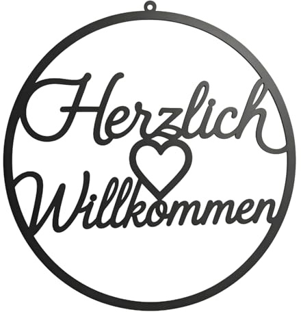 Goiern Herzlich Willkommen Schild 20cm Willkommensschild Haustür Rundes Holz Wanddeko mit Herz Rustikales Türschild für Eingang, Wohnzimmer & Garten Haushalts Deko(C)