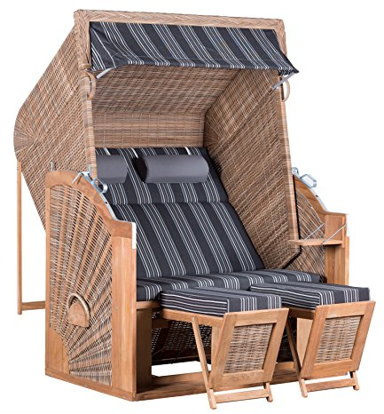 DekoVries Strandkorb TRENDY Pure Classic XL Sun PE griseum des. 423