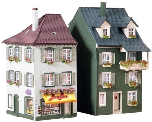 FALLER 2 case di città modellino con 207 pezzi 75 x 112 x 145 mm, 68 x 91 x 134 mm, accessori ferroviari H0 I Modelleisenbahn H0
